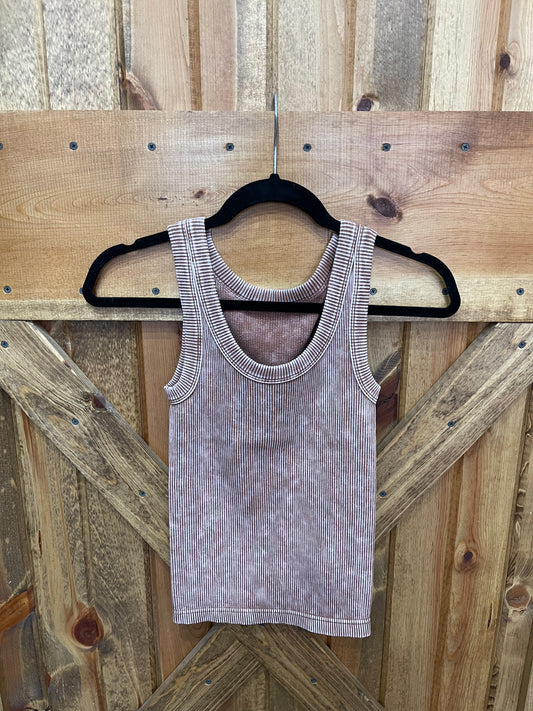 Brown Ribbed Tank