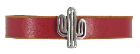 Cactus Leather Bracelet: Red