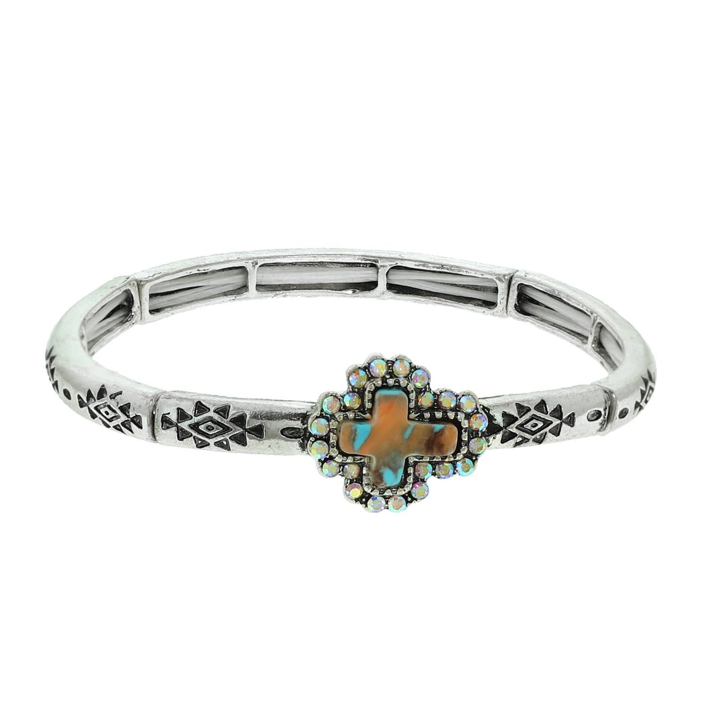 Western Turquoise Cross Bangle Bracelet