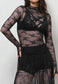 Lux Layering Floral Lace See Through Mesh Top Blouse (Lime Green)