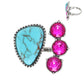 Western Jeweled 4-Stone Turquoise Cuff Ring: Iridescent