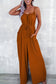 Waist Tie Wide Leg Jumpsuit: Chestnut / L