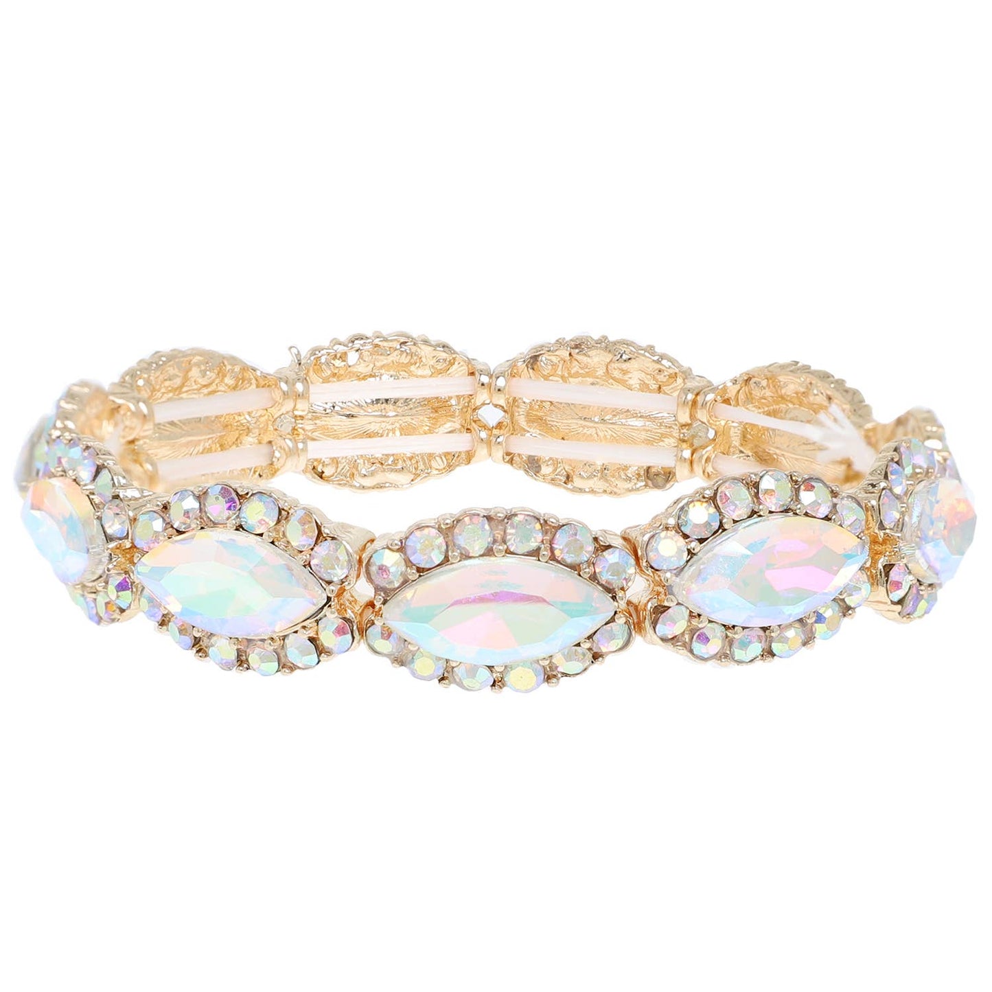 Crystal Gemstone Petal Cut Cluster Bracelet: Rose Gold