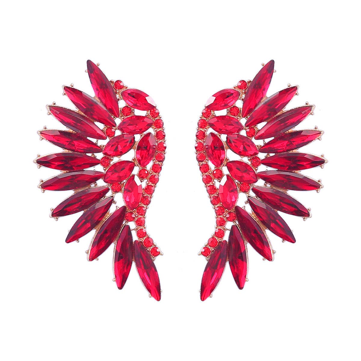 Colored Rhinestone Wing-shaped Earrings Bohemian Style: Black