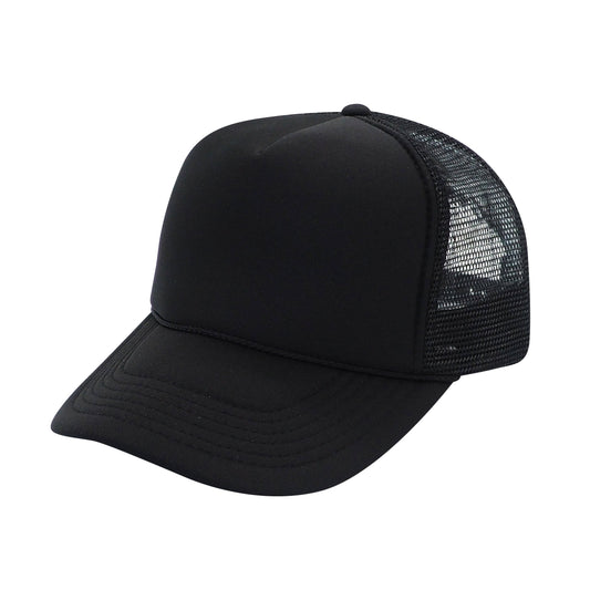Nissun Classic Trucker Baseball Hats Caps Foam Mesh Blank Solid Two Tone Snapback Adult Youth: Black