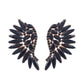 Colored Rhinestone Wing-shaped Earrings Bohemian Style: Black