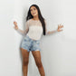 Sparkle Pearl Studded Sheer Mesh See Through Top (Black)