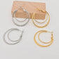 Stainless Steel Double Loop Design Gold Plated Hoop Earrings: Golden