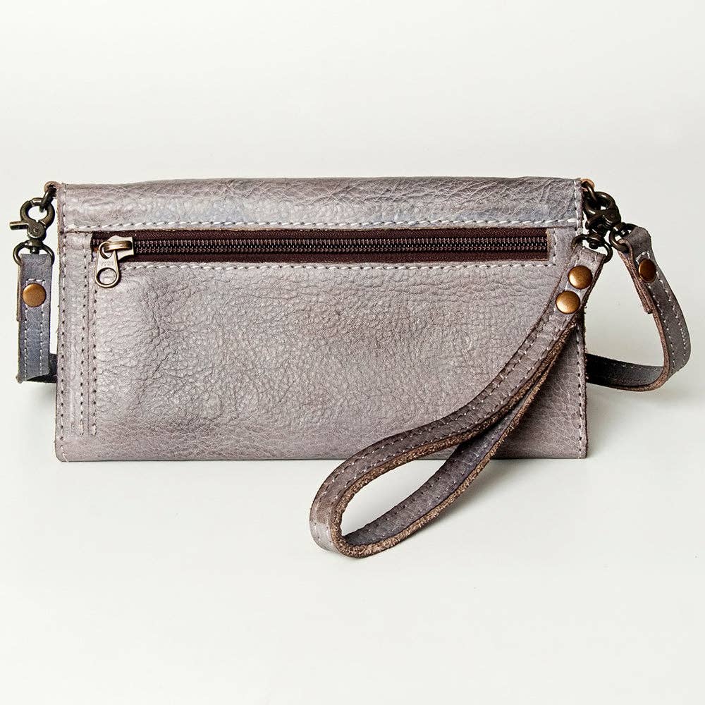 Studded Genuine Leather Wallet with strap