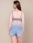Pearl Rhinestone Studded See Through Mesh Crop Top (White)
