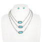 Western 3-Row Turquoise Stone Necklace Set