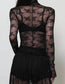 Lux Layering Floral Lace See Through Mesh Top Blouse (Lime Green)