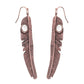 Western Feather w/ Semi Stone Hook Dangle Drop Earrings: Copper White