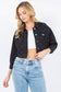 Rhinestone Crop Denim Jacket: Med Wash / S
