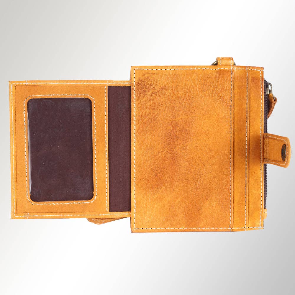 Genuine Leather Wallet Wristlet (Teal)