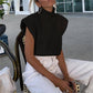 Turtleneck knit vest short sweater vest: Black