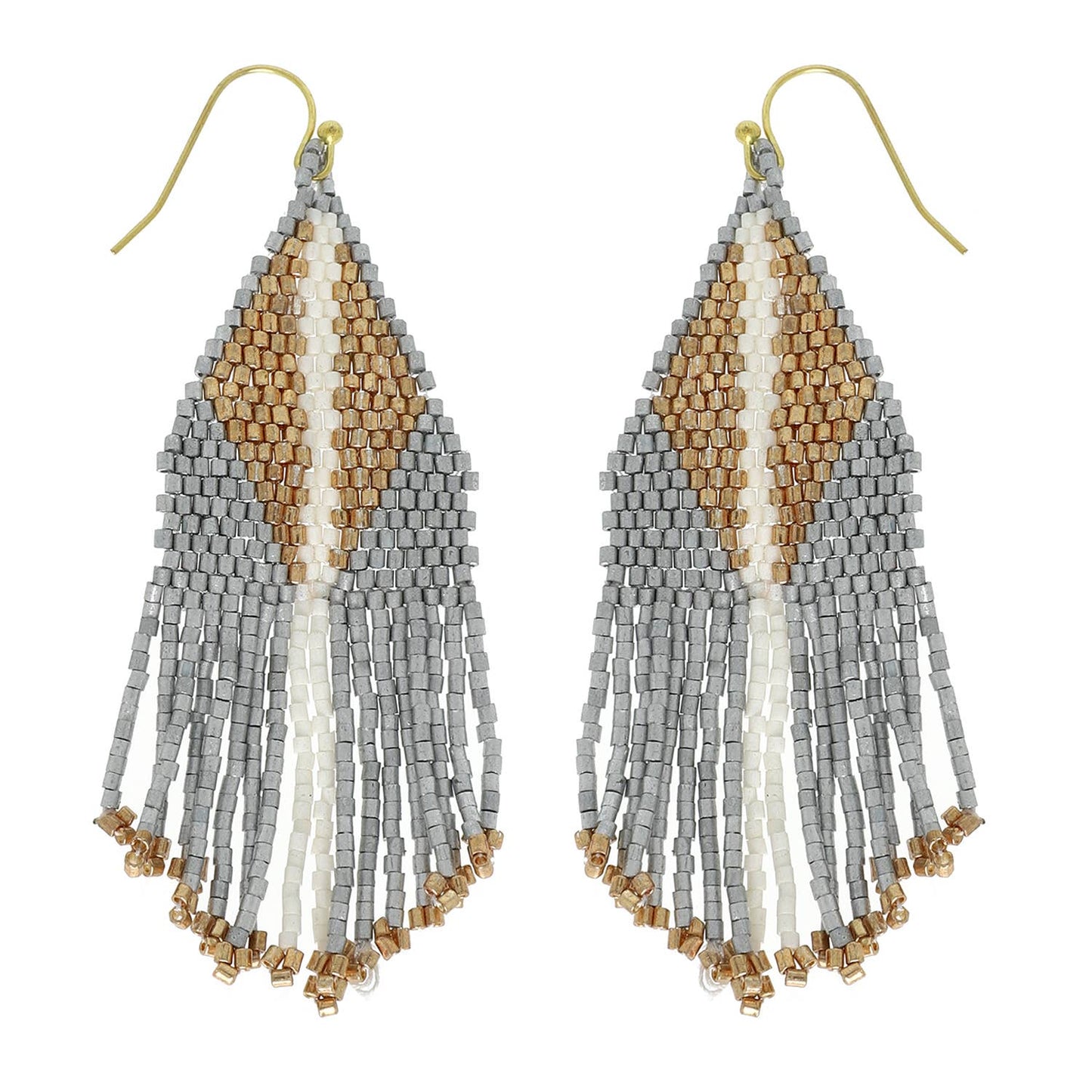 Western Native American Bead Fringe Earrings : Black