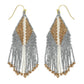 Western Native American Bead Fringe Earrings : Black