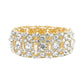 Rhinestone Pearl Cluster Stretch Bangle Bracelet: Gold Iridescent