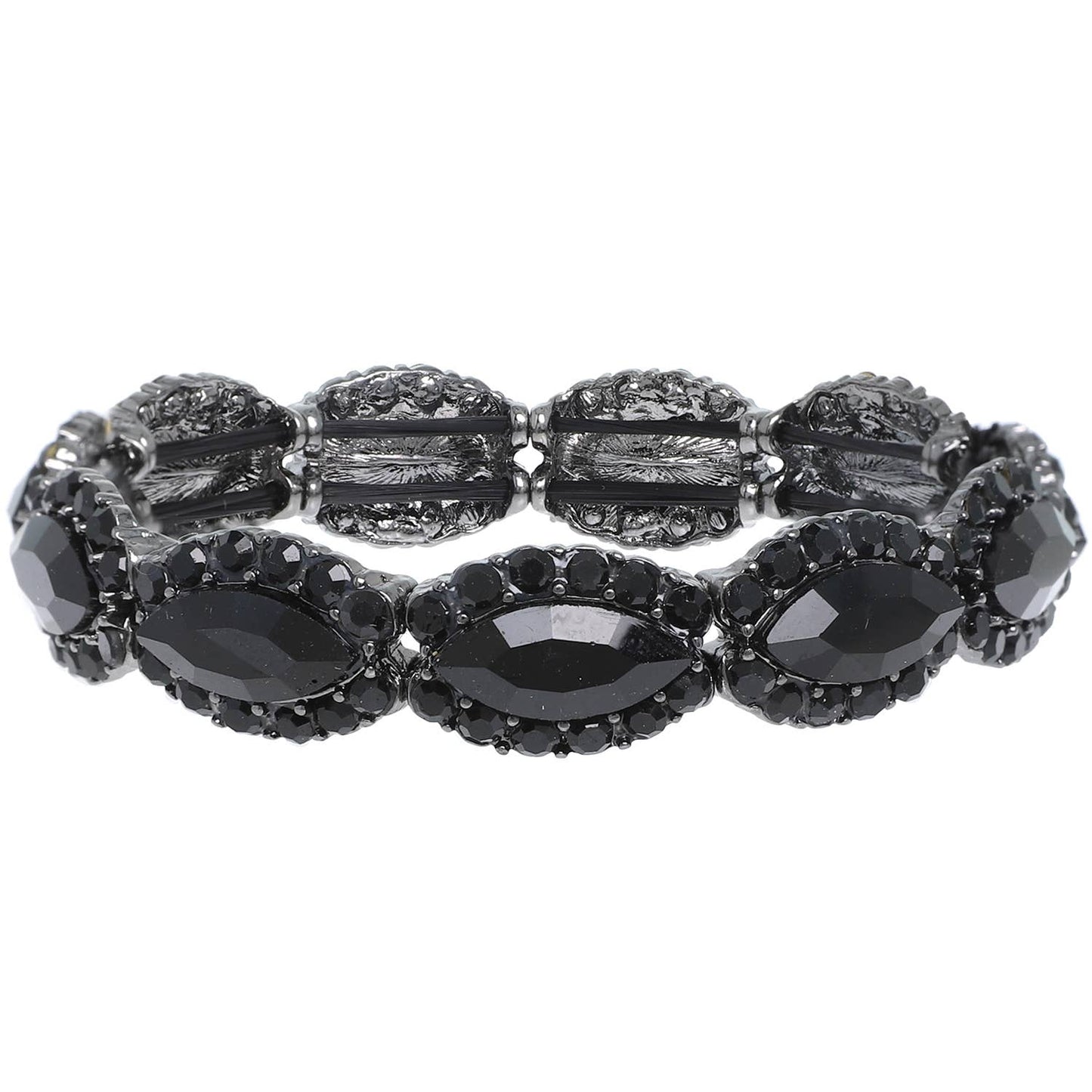 Crystal Gemstone Petal Cut Cluster Bracelet: Rose Gold