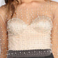 Pearl Rhinestone Studded See Through Mesh Crop Top (Black)