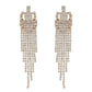 Rhinestone Pave Layered Loop Dangle Tassel Earrings: Gold