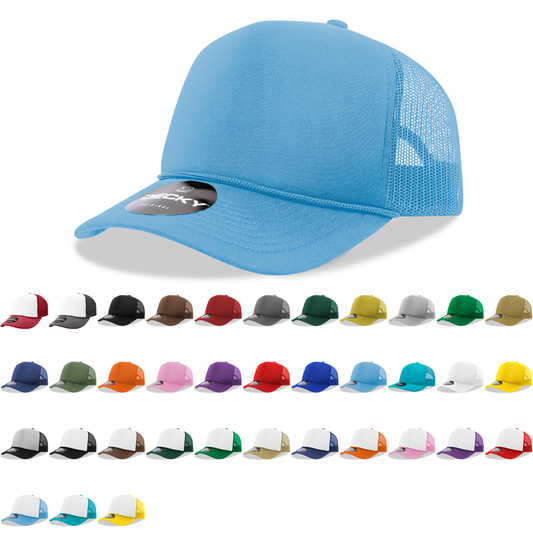 Decky 6025 - Mid Profile, 5 Panel Foam Trucker Hat - 6025: Nvy/Gld/Nvy