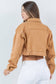 Women's Elasticated Waist Relaxed Fit Denim Jacket: TAN / M