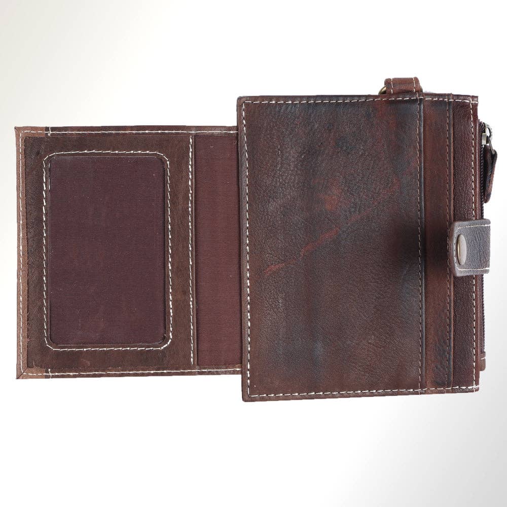 Genuine Leather Wallet Wristlet (Teal)
