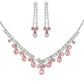 Teardrop Crystal Gemstone V-Shaped Necklace Set: Iridescent