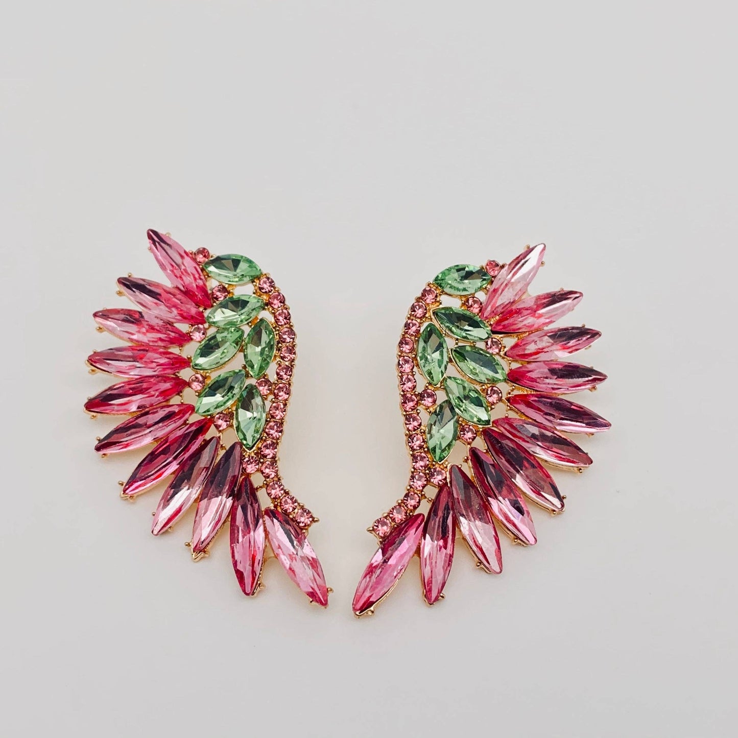 Colored Rhinestone Wing-shaped Earrings Bohemian Style: Black
