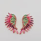 Colored Rhinestone Wing-shaped Earrings Bohemian Style: Black