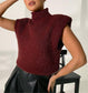 Turtleneck knit vest short sweater vest: Black