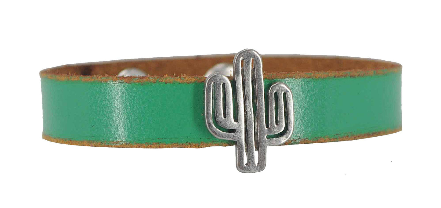 Cactus Leather Bracelet: Red