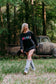 MK393 MAMA Chenille Sequins Embroidery Sweatshirt: Black / L