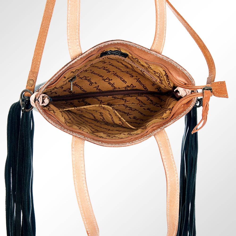 Cowhide Leather Western Crossbody Bag: ADBGS124BRW