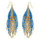 Western Native American Bead Fringe Earrings : Black
