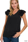 ,.._ SI-25823 WOVEN AIRFLOW TIERED RUFFLE SLEEVE TOP: BLACK-164570 / M