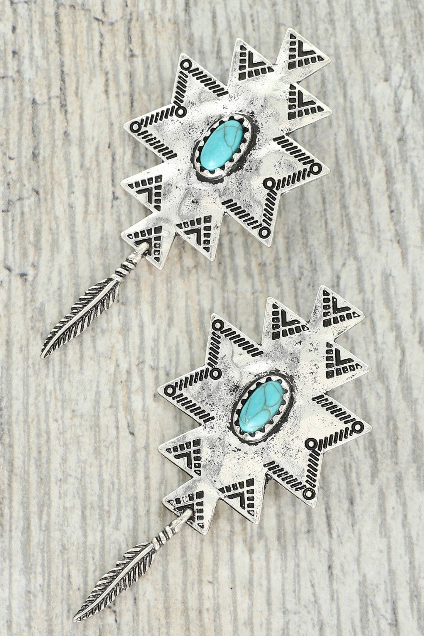 Western Aztec Rhombus Turquoise Earrings