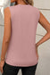 Pleated Crew Neck Tank Top: Light Pink / L