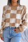 WOMEN PATCHWORK PATTERN LOOSE FIT KNITTED SWEATER_CWOSWL0435: Black / (M) 1