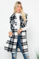 Wool Like Plaid Print Long Vest: Beige Off White