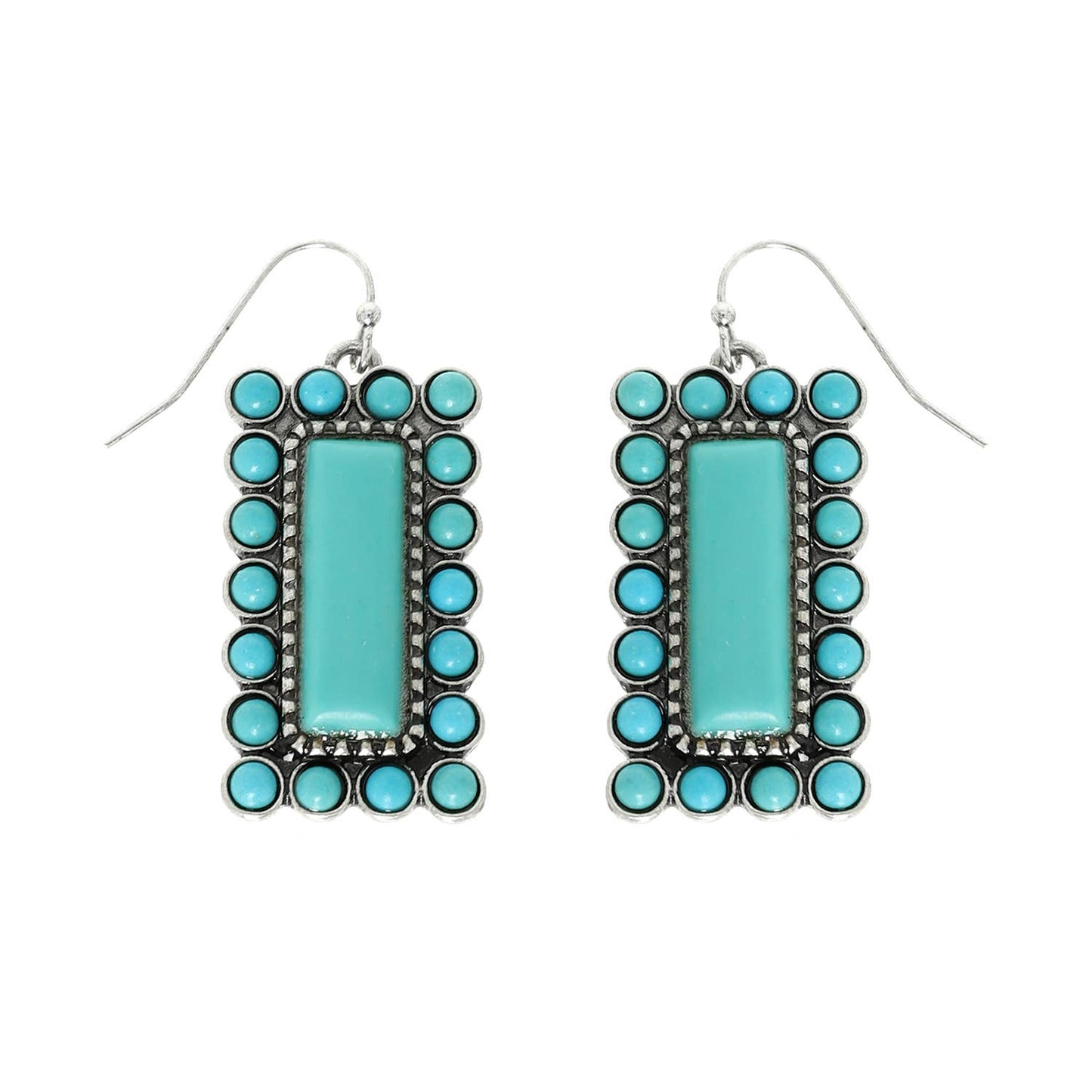 Western Vertical Turquoise Bar Earrings : Iridescent