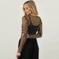 Sparkle Pearl Studded Sheer Mesh See Through Top (Black)
