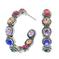 Western Multicolored Crystal Hoop Earrings : Iridescent Turquoise