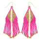 Western Native American Bead Fringe Earrings : Black
