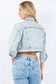 Rhinestone Crop Denim Jacket: Med Wash / M