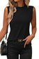 Pleated Crewneck Tank Top: Black / M