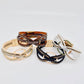 Magnetic Buckle Ring Charm Leather Bangle Bracelet - BJ/LB: Beige
