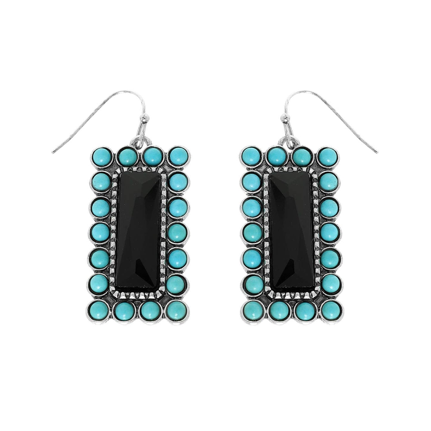 Western Vertical Turquoise Bar Earrings : Iridescent
